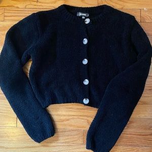 Fuzzy Crop Black Cardigan Missguided
